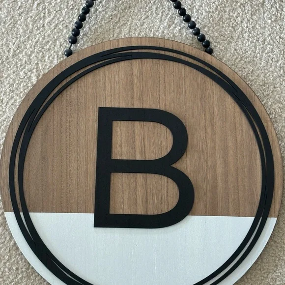 Black and Brown Monogram Round Door Decor - Picture 3 of 6